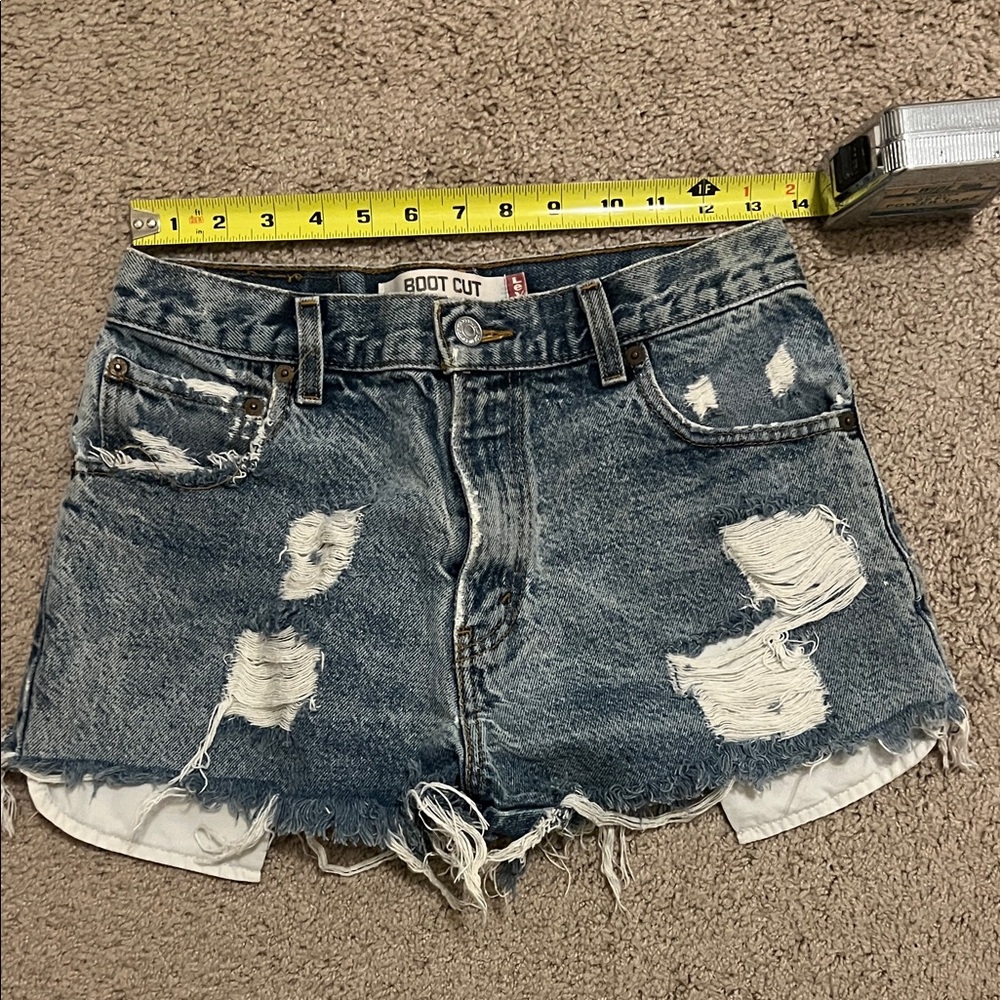 Levi's 517 Blue Distressed Jean Shorts